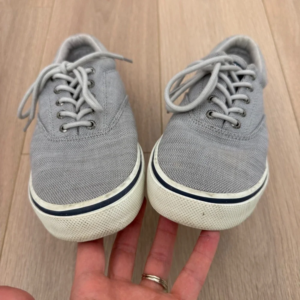 CC Sperry Top-Sider Mens Striper II CVO Gray Canvas Sneakers STS22380 Size 9.5